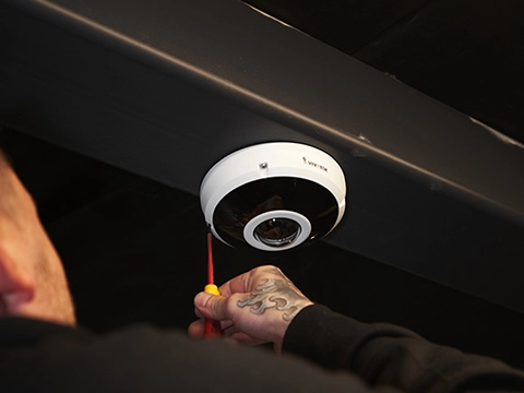 Installation of a dome security camera